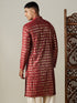 Men's Maroon Foil Printed Kurta