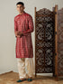 Men's Maroon Foil Printed Kurta