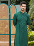 Men's Green Sequined Layered Kurta