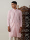 Men's Pink Chikankari Front Open Kurta
