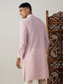 Men's Pink Chikankari Front Open Kurta
