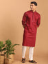 Men's Maroon Cotton Blend Solid Kurta