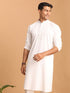 Men's White Cotton Blend Solid Kurta