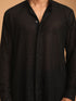 Men's Black Sequined Front Open Georgette Kurta With Pant And Dupatta Set