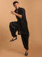 Men's Black Sequined Front Open Georgette Kurta With Patiala
