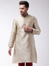 Men's Beige Color Silk Blend Kurta