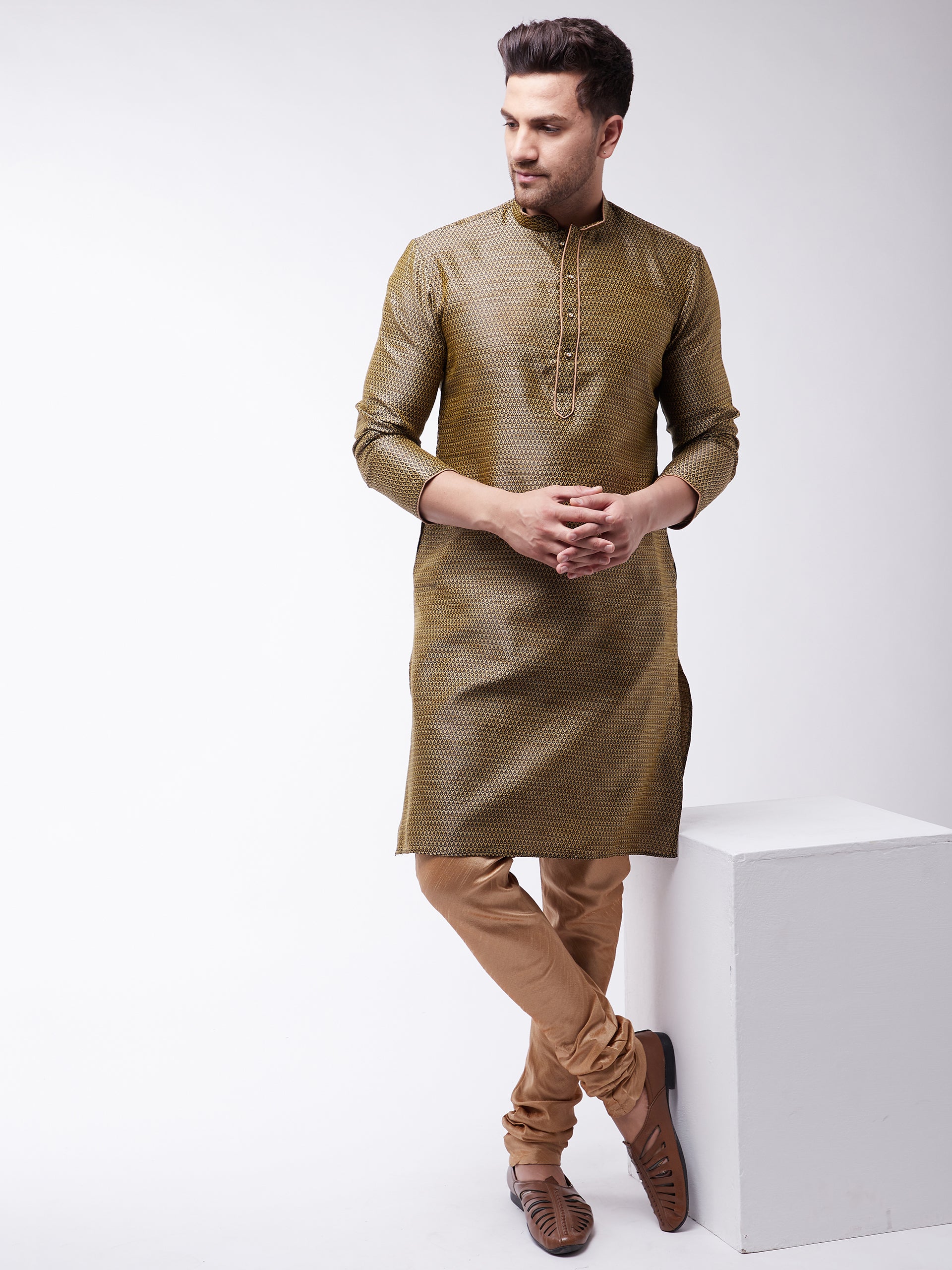 Men's Black Silk Blend Kurta
