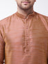 Men's Maroon And Rose Gold Silk Blend Kurta With Churidar Set