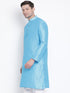 VASTRAMAY Men's Light Blue Cotton Silk Blend Kurta