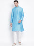 VASTRAMAY Men's Light Blue Cotton Silk Blend Kurta