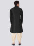 Men's Black Cotton Silk Blend Kurta and Dhoti Pant Set