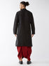 Men's Black And Maroon Silk Blend Kurta And Dhoti Set