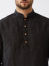 Men's Black And Maroon Silk Blend Kurta And Dhoti Set