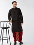 Men's Black And Maroon Silk Blend Kurta And Dhoti Set