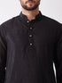 Men's Black And Gold Silk Blend Kurta And Dhoti Set