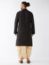 Men's Black And Gold Silk Blend Kurta And Dhoti Set