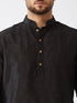 Men's Black And Gold Silk Blend Kurta And Dhoti Set