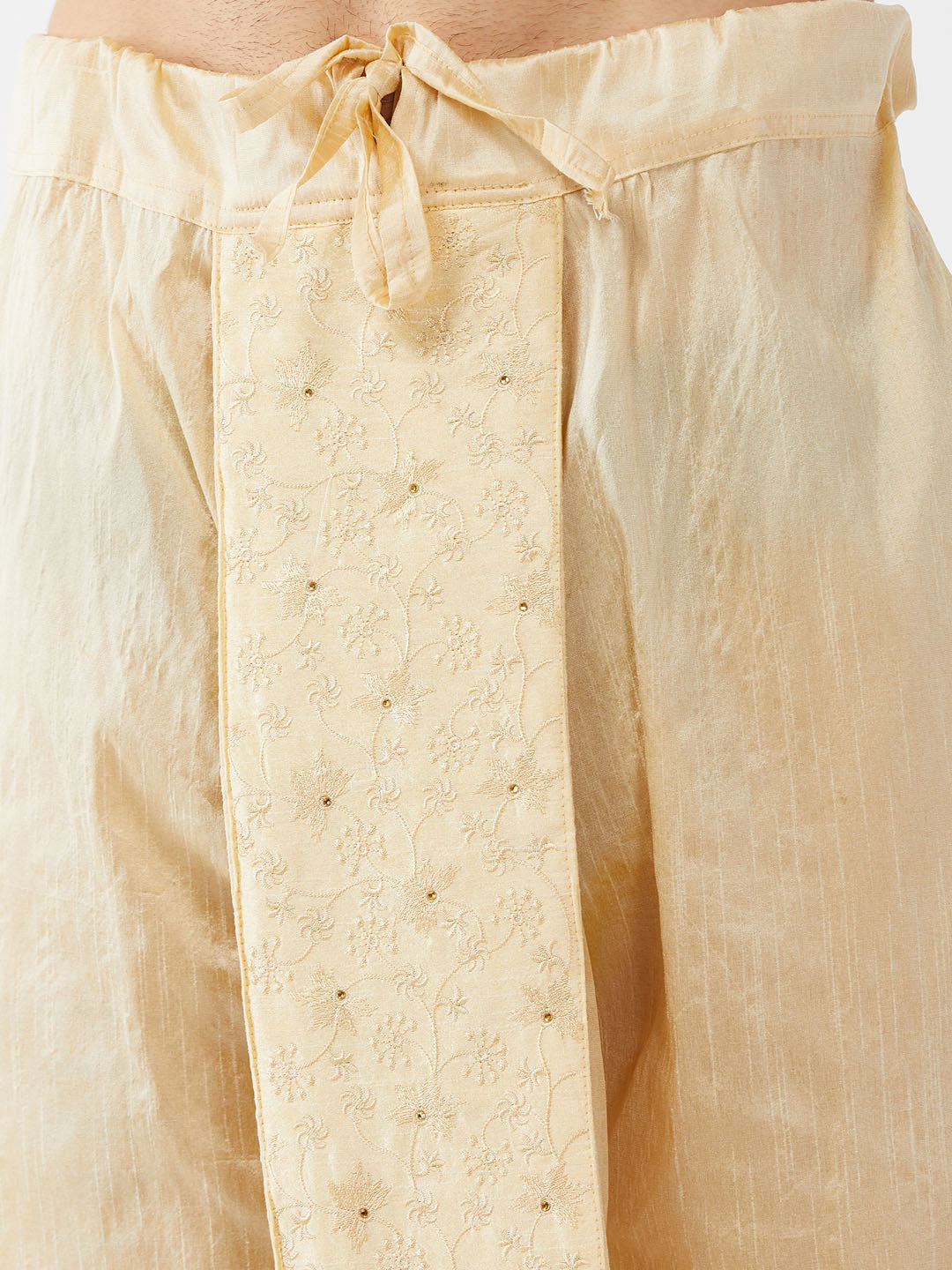 Men's Black And Gold Silk Blend Kurta And Dhoti Set