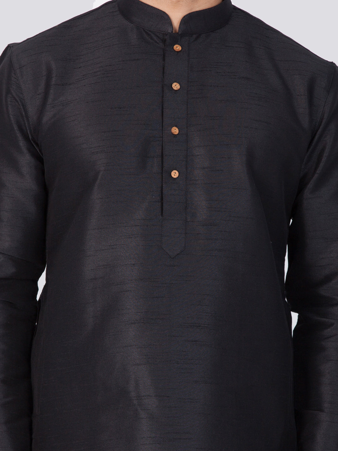 Men's Black Cotton Silk Blend Kurta and Dhoti Pant Set