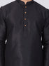 Men's Black Cotton Silk Blend Kurta and Dhoti Pant Set
