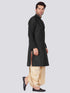 Men's Black Cotton Silk Blend Kurta and Dhoti Pant Set