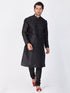 VASTRAMAY Men's Black Cotton Silk Blend Kurta and Pyjama Set