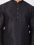 VASTRAMAY Men's Black Cotton Silk Blend Kurta and Pyjama Set