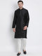 Men's Black Cotton Silk Blend Kurta and Pyjama Set