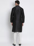 Men's Black Cotton Silk Blend Kurta and Pyjama Set