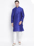 VASTRAMAY Men's Blue Cotton Silk Blend Kurta
