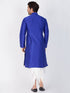Men's Blue Cotton Silk Blend Kurta and Dhoti Pant Set