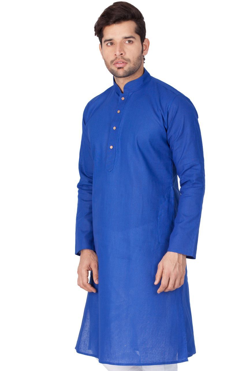 Men's Blue Linen Kurta