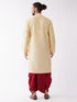 Men's Gold And Maroon Silk Blend Kurta And Dhoti Set