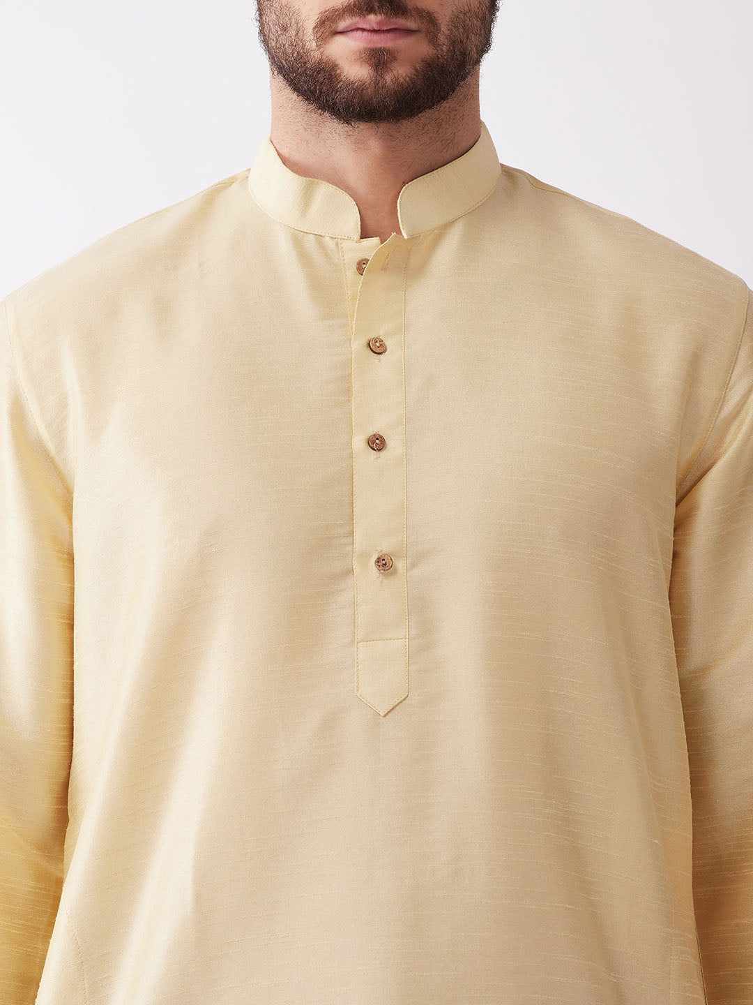 Men's Gold And Maroon Silk Blend Kurta And Dhoti Set