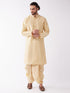 Men's Gold Solid Silk Blend Kurta And Dhoti Set
