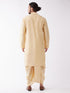 Men's Gold Solid Silk Blend Kurta And Dhoti Set
