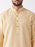 Men's Gold Solid Silk Blend Kurta And Dhoti Set