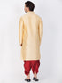Men's Gold Cotton Silk Blend Kurta and Dhoti Pant Set