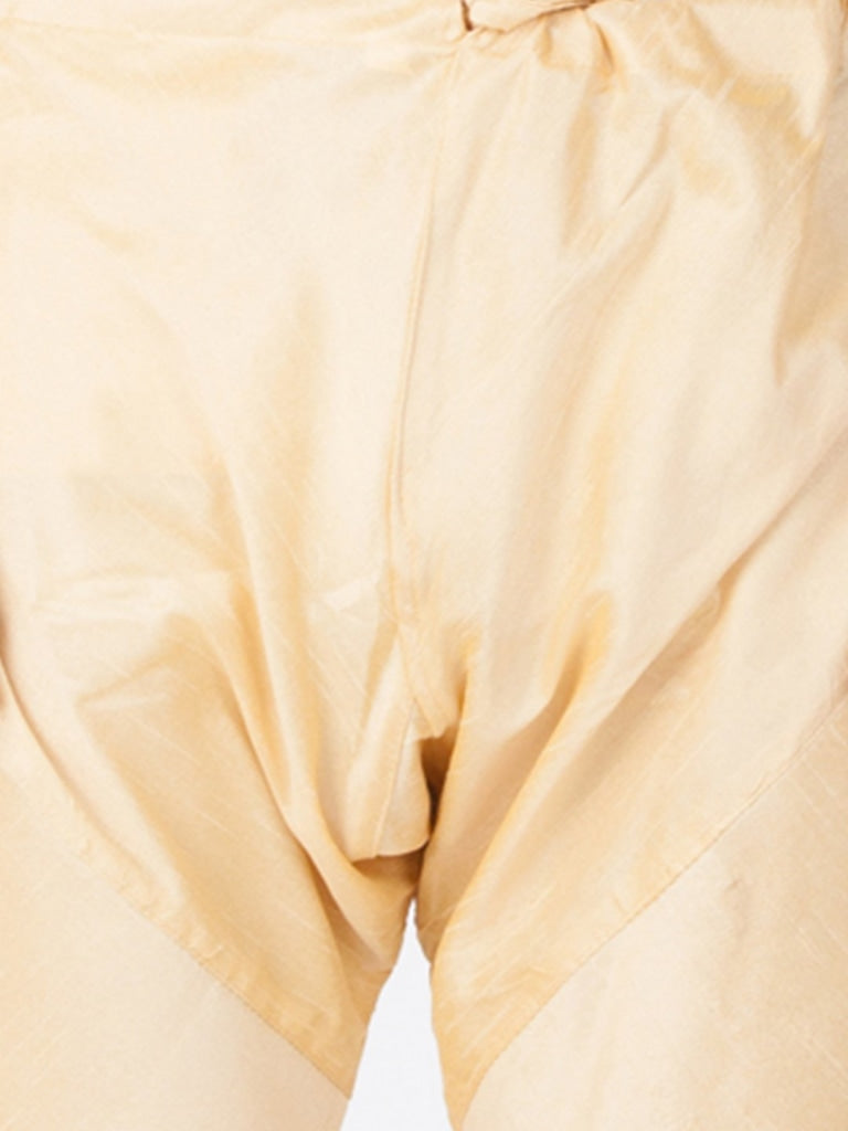 Men's Gold Cotton Silk Blend Kurta and Pyjama Set