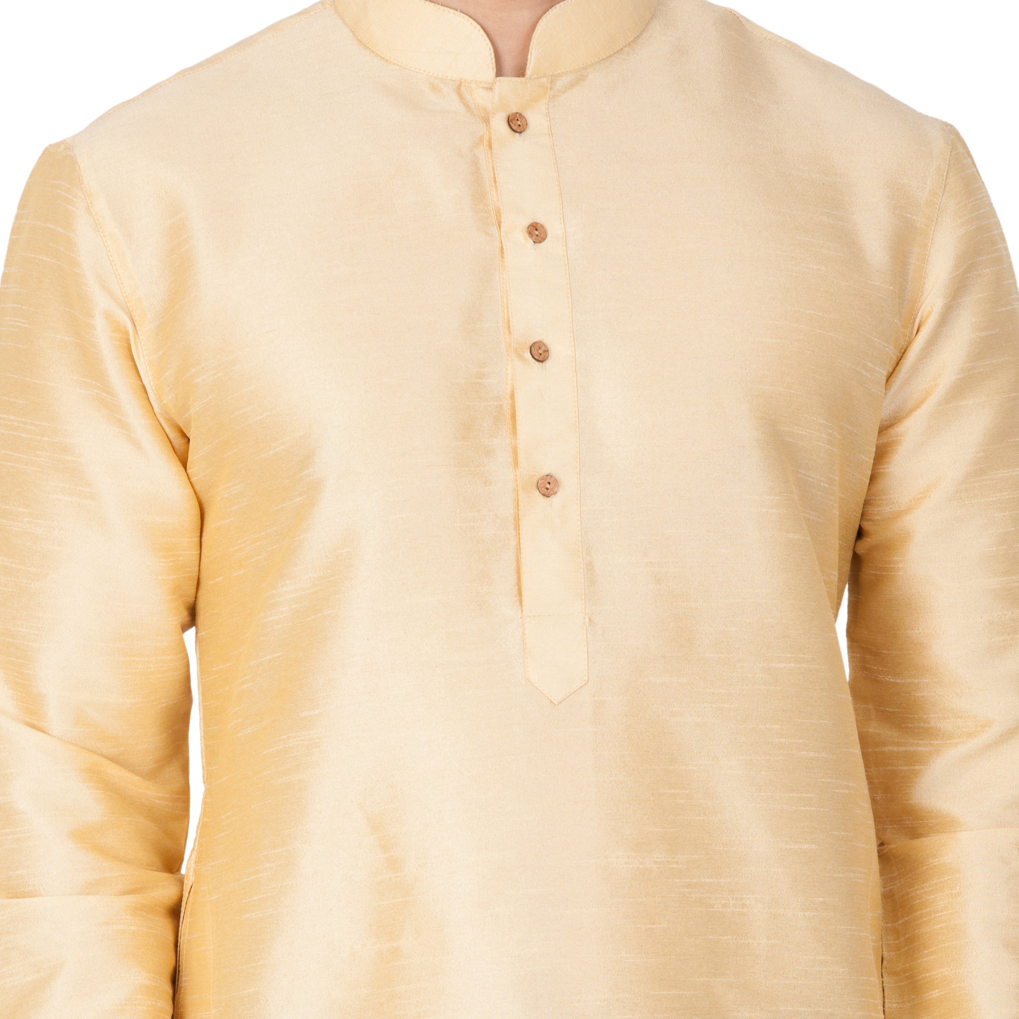 Men's Gold Cotton Silk Blend Kurta, Pyjama & Dupatta Set
