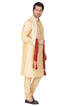 Men's Gold Cotton Silk Blend Kurta, Pyjama & Dupatta Set