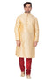 Men's Gold Cotton Silk Blend Kurta and Pyjama Set