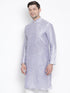 VASTRAMAY Men's Light Blue Cotton Silk Blend Kurta