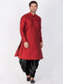 Men's Maroon Cotton Silk Blend Kurta and Dhoti Pant Set