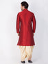 Men's Maroon Cotton Silk Blend Kurta and Dhoti Pant Set