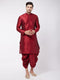 Men's Maroon Silk Blend Kurta And Dhoti Set
