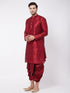 Men's Maroon Silk Blend Kurta And Dhoti Set
