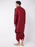 Men's Maroon Silk Blend Kurta And Dhoti Set