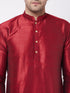 Men's Maroon Silk Blend Kurta And Dhoti Set
