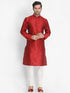 Men's Maroon Cotton Silk Blend Kurta and Pyjama Set